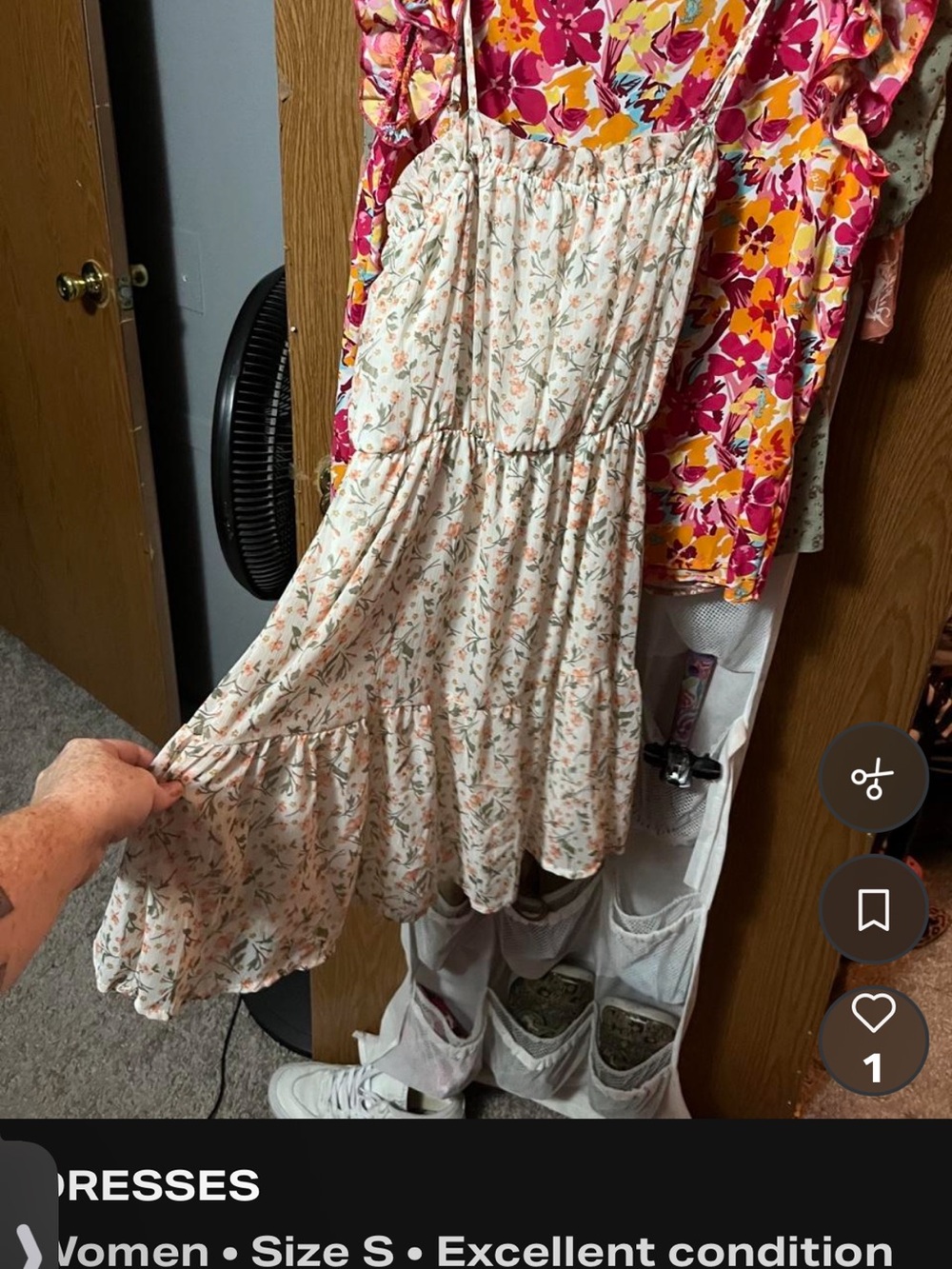 T.J.Maxx Cream Floral Spaghetti-Strap Mini Dress